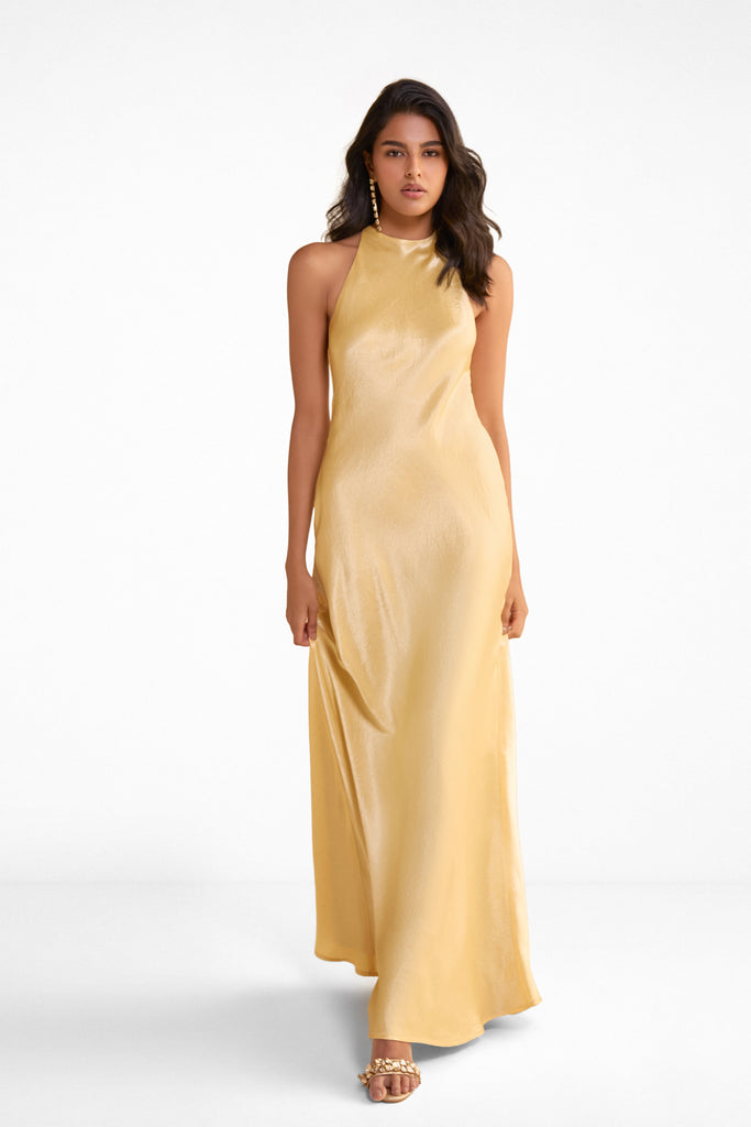 HALTER SATIN GOWN dash and dot