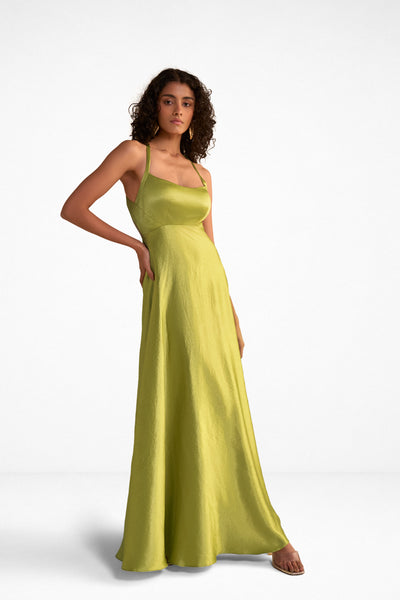 HALTER NECK SATIN MAXI