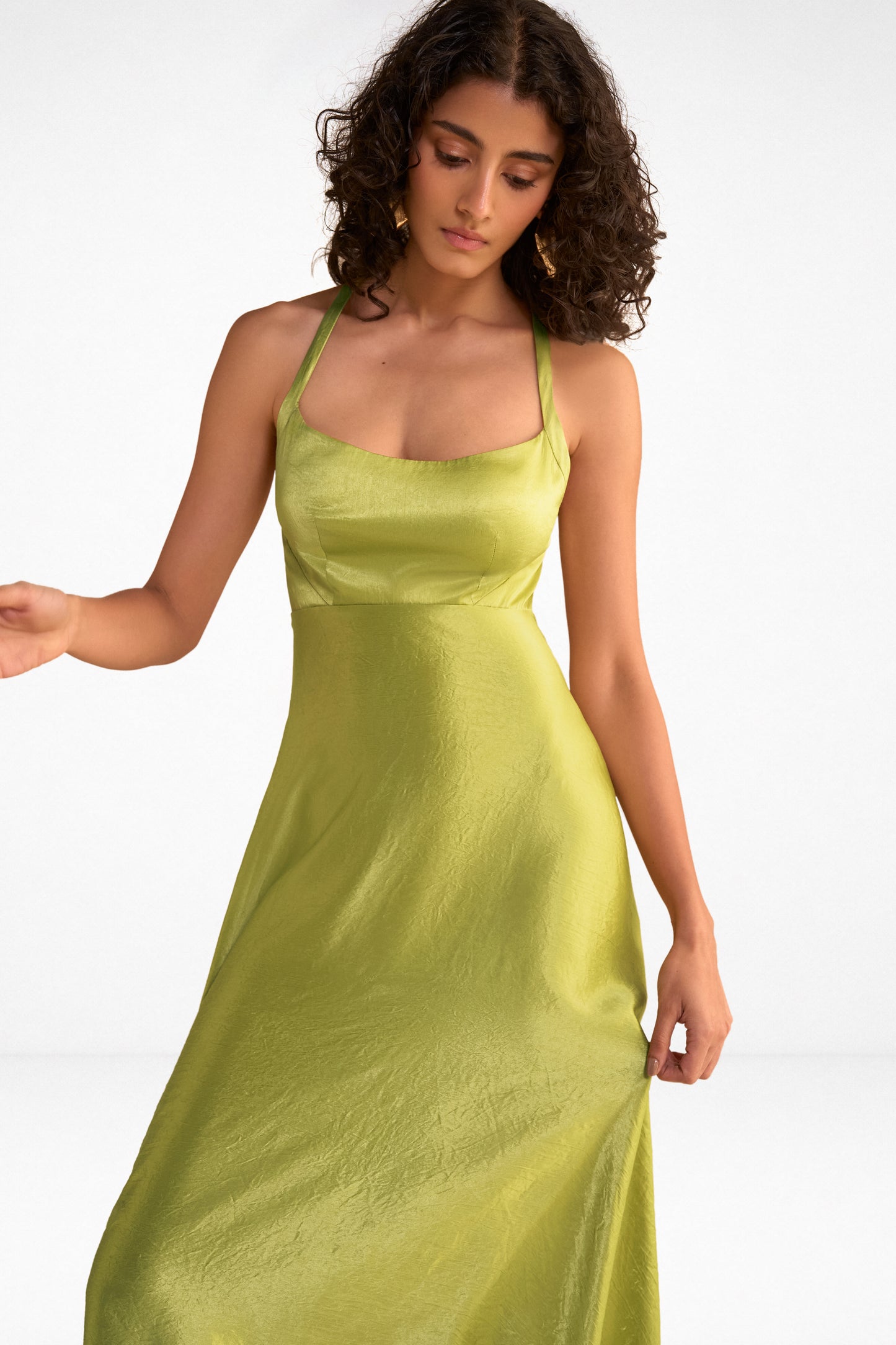 HALTER NECK SATIN MAXI