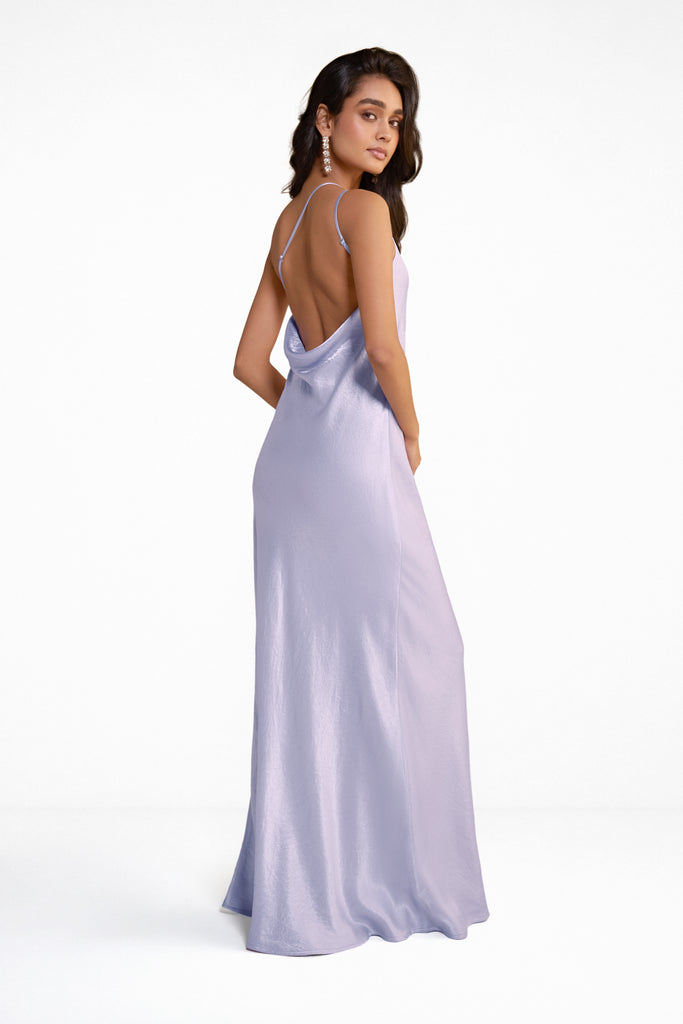 ONE SHOULDER SATIN GOWN dash and dot
