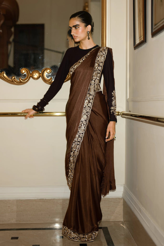 CUFF EMBROIDERED BLOUSE & GARA STITCH SARI DRAPE SKIRT dash and dot