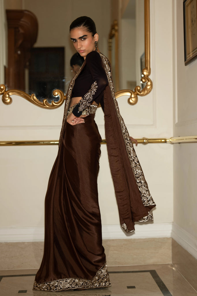 CUFF EMBROIDERED BLOUSE & GARA STITCH SARI DRAPE SKIRT dash and dot
