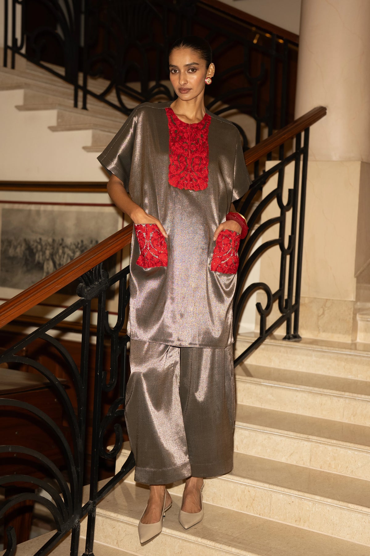 BENARES TISSUE METALLIC PANT