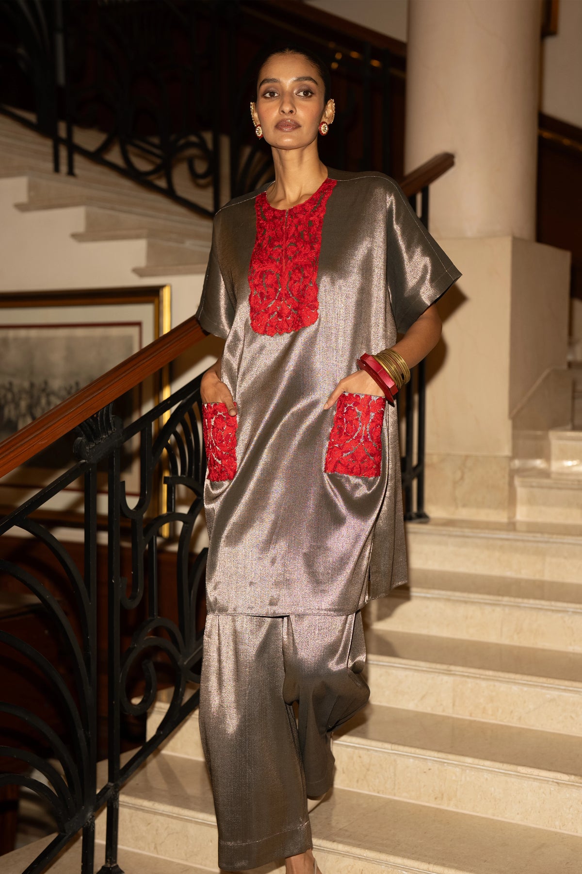 BENARES TISSUE METALLIC PANT