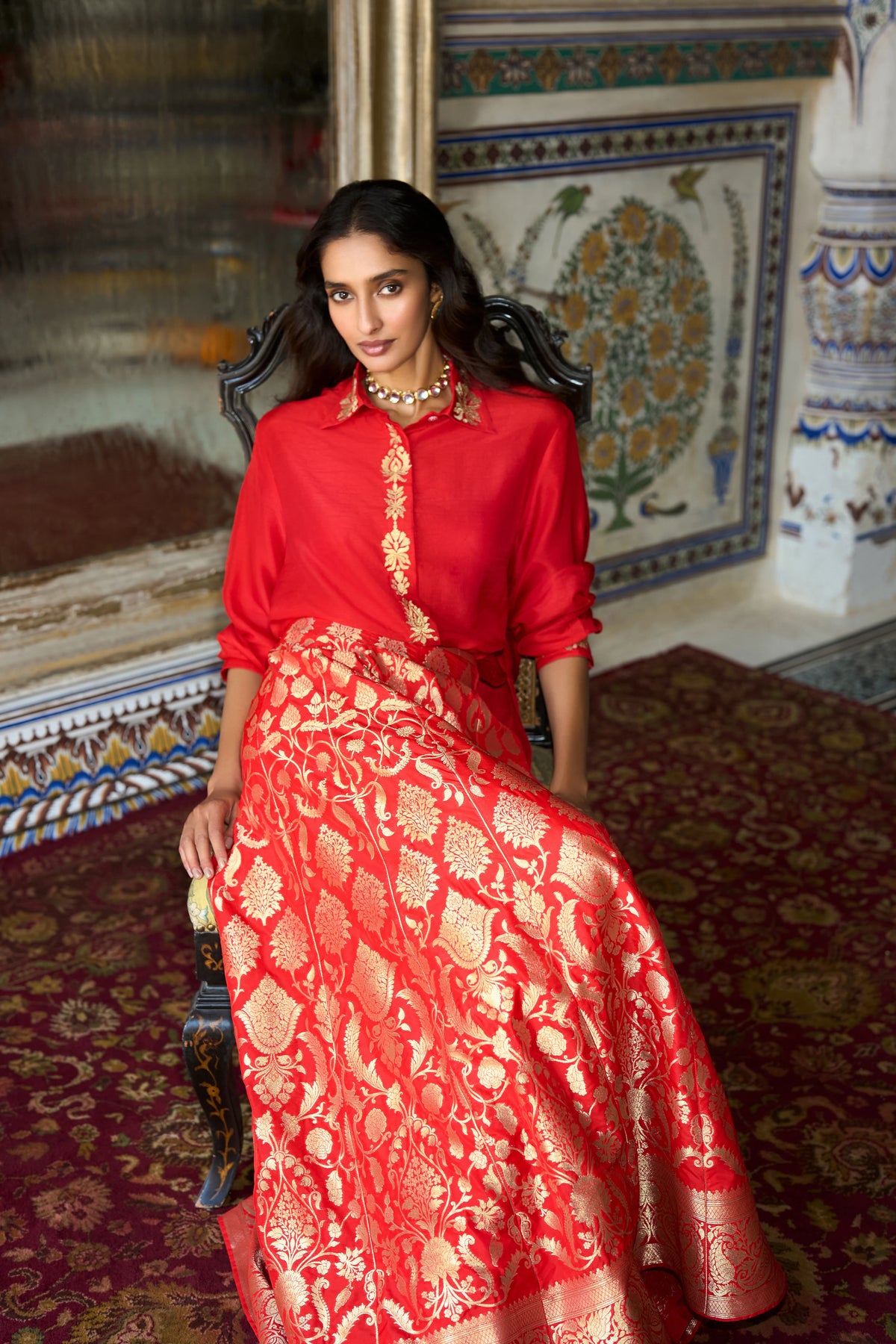 Embroidered Motif Textured Shirt