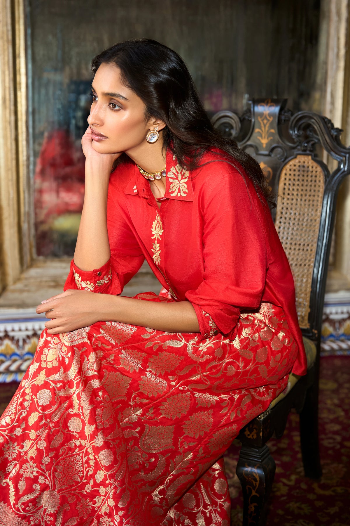 Embroidered Motif Textured Shirt
