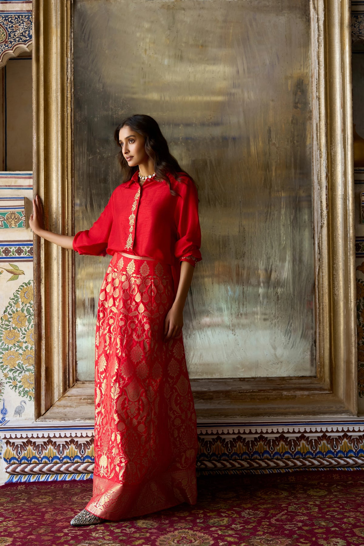 Embroidered Motif Textured Shirt