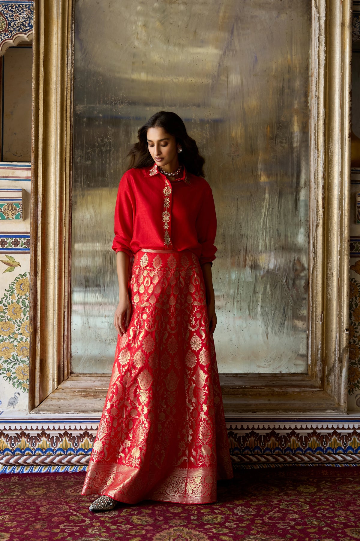 Embroidered Motif Textured Shirt