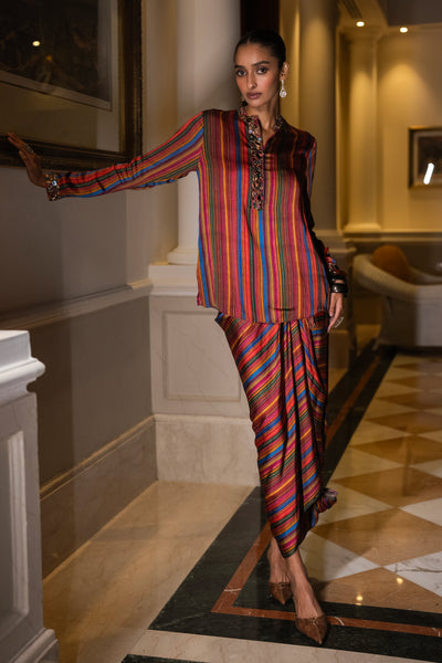 MULTICOLOUR DRAPE SKIRT