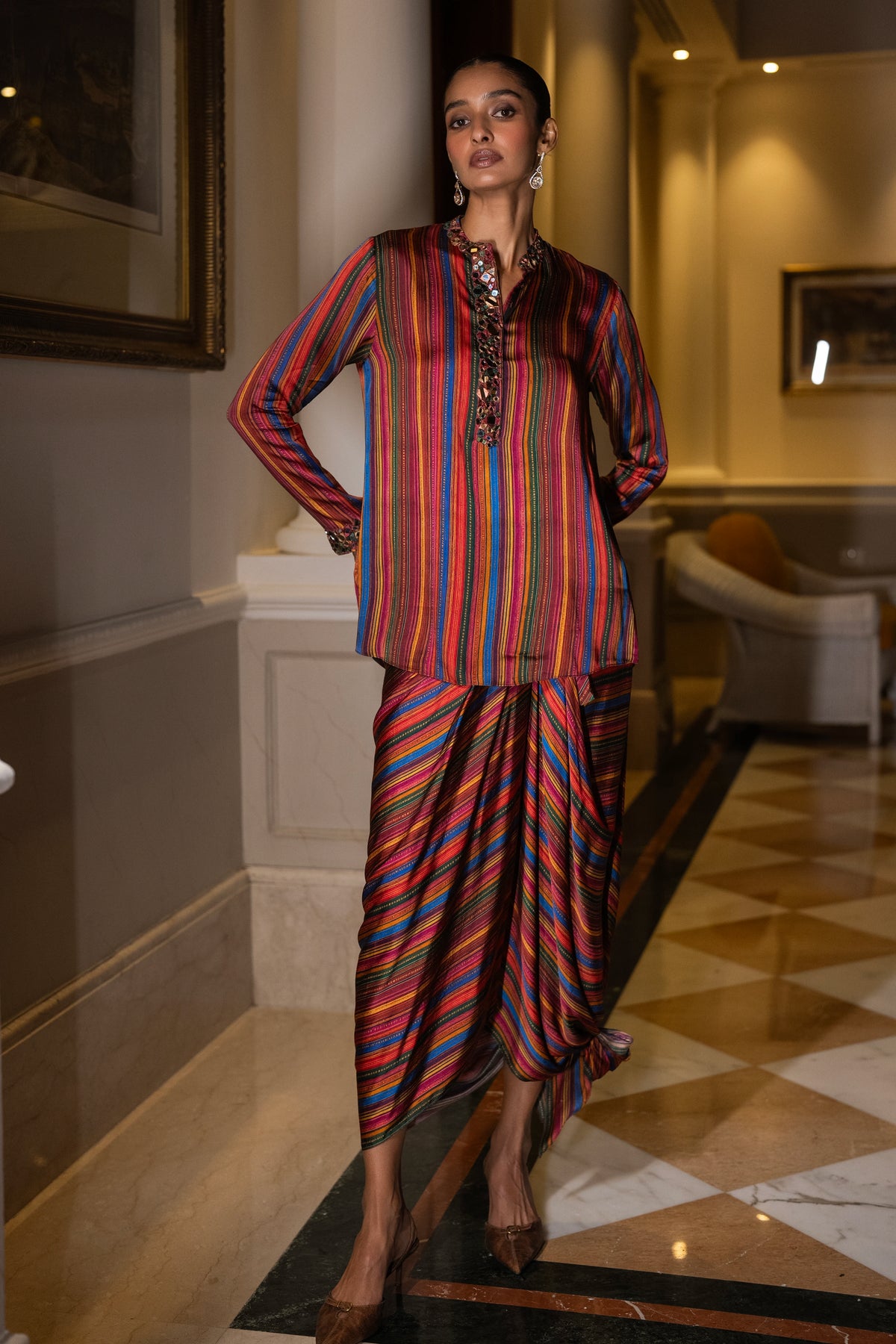MULTICOLOUR DRAPE SKIRT