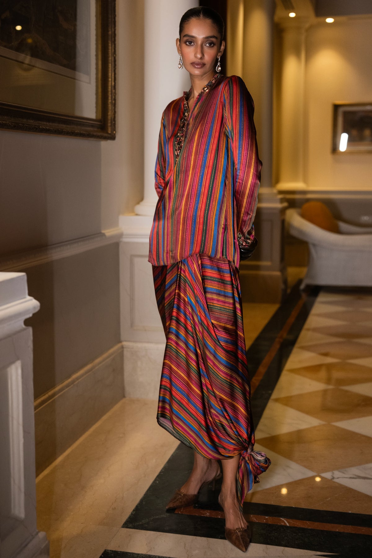 MULTICOLOUR DRAPE SKIRT