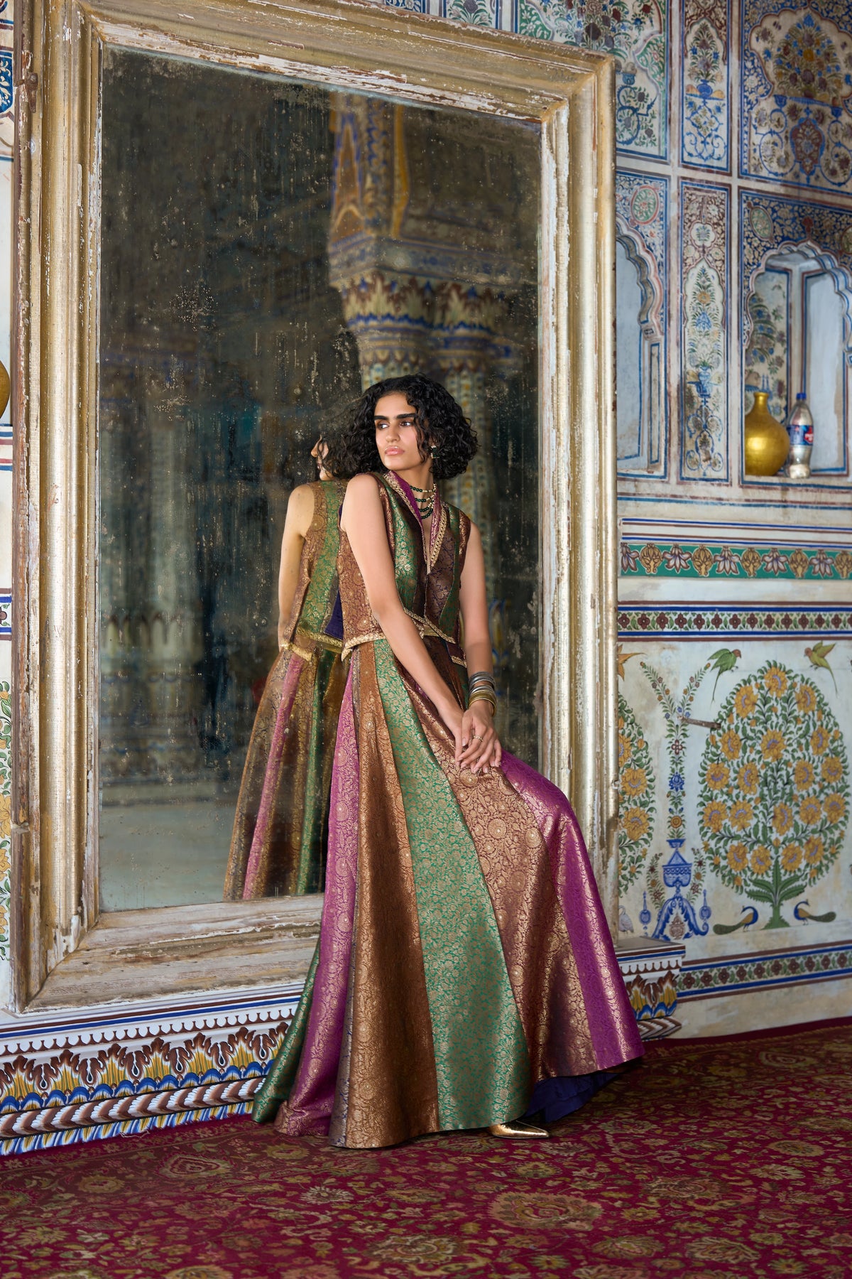 Benares Brocade Flared Skirt
