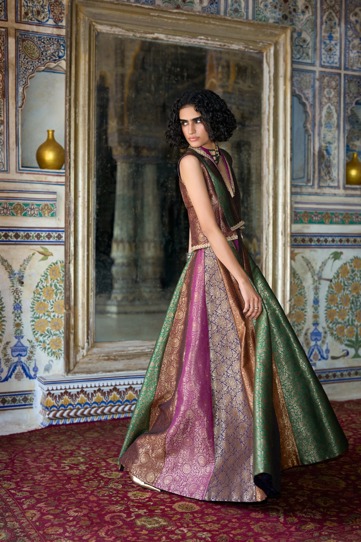 Benares Brocade Flared Skirt