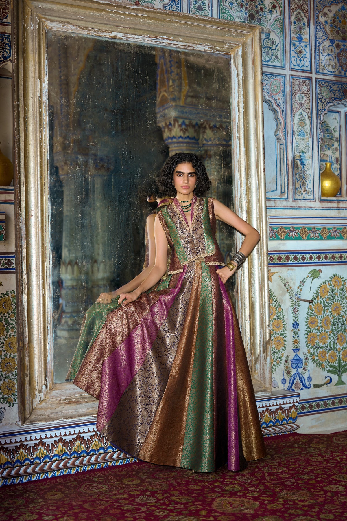 Benares Brocade Flared Skirt