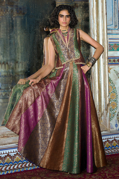 Benares Brocade Flared Skirt