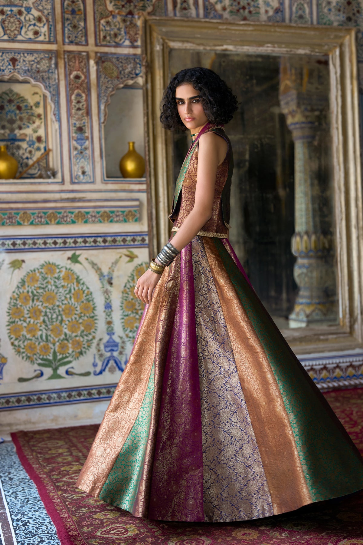 Benares Brocade Flared Skirt