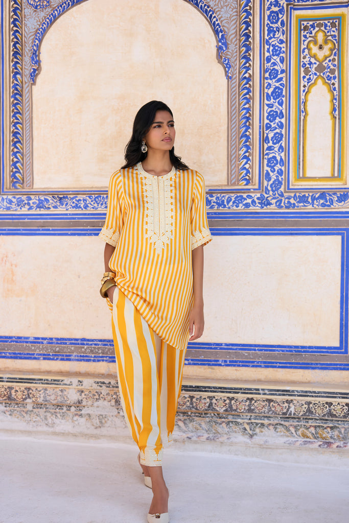 Embroidered Striped Pant dash and dot