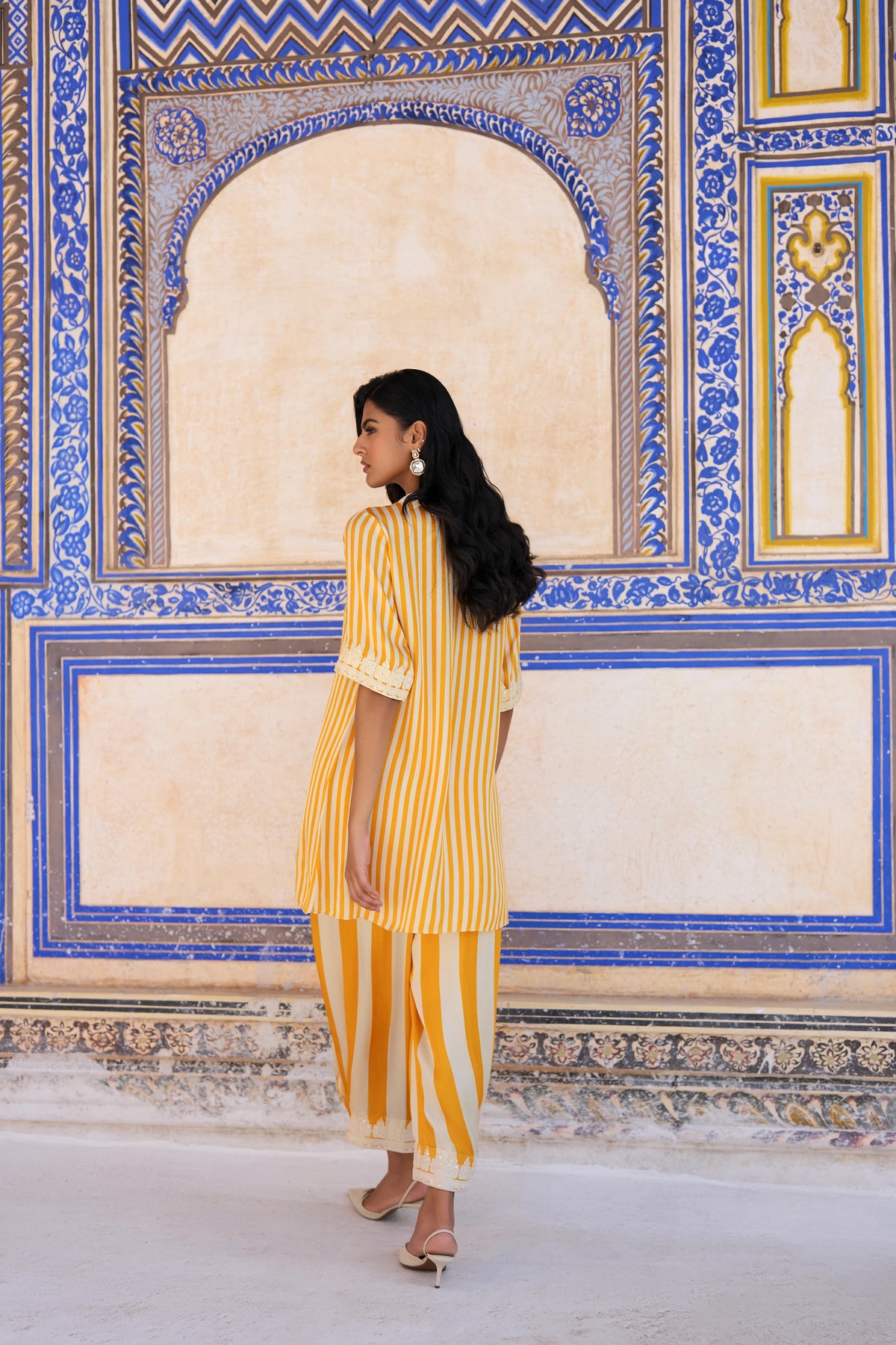 Embroidered Striped Pant