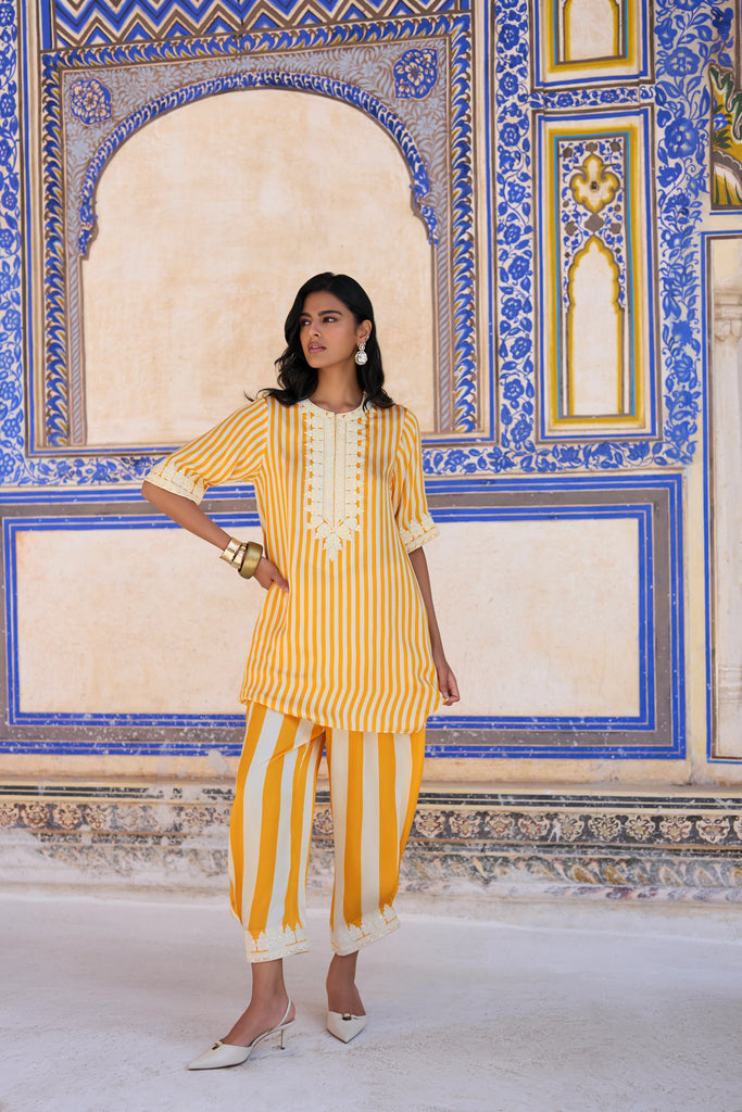Embroidered Striped Pant dash and dot