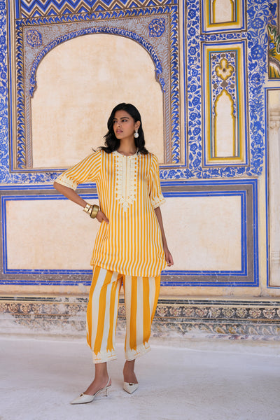 Embroidered Striped Pant