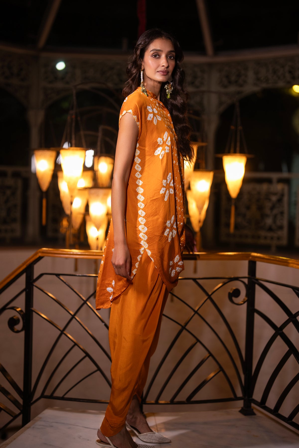BANDHANI COWL DRAPE TOP & TULIP HEM PANT SET