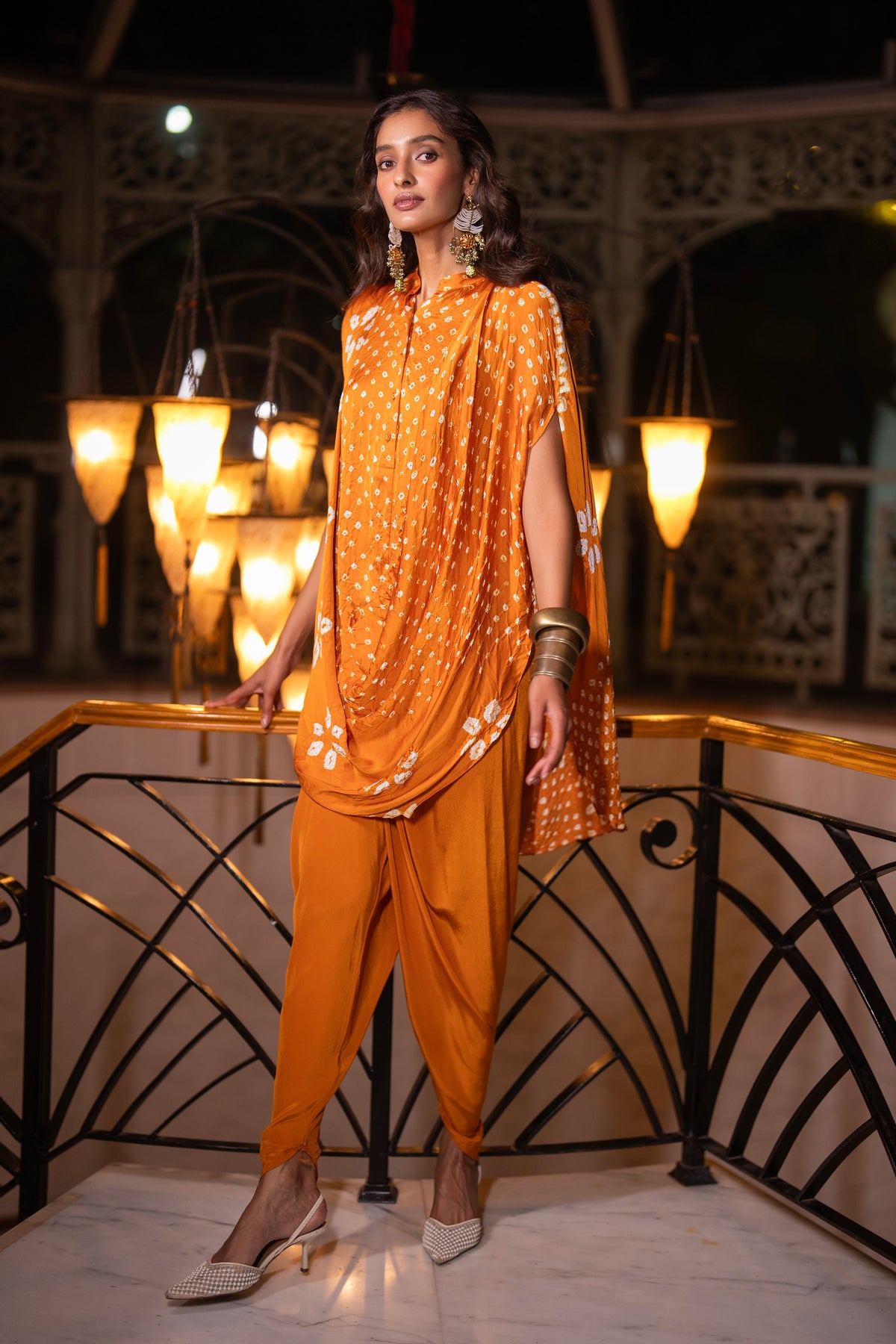 BANDHANI COWL DRAPE TOP & TULIP HEM PANT SET