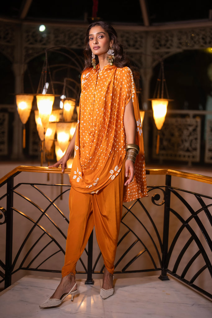 BANDHANI COWL DRAPE TOP & TULIP HEM PANT SET dash and dot
