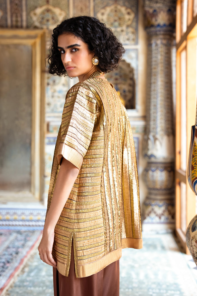 Striped Gota Embroidered Boxy Top dash and dot