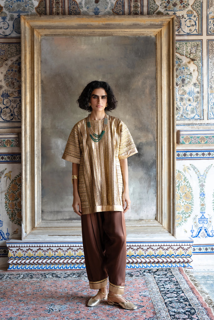 Striped Gota Embroidered Boxy Top dash and dot