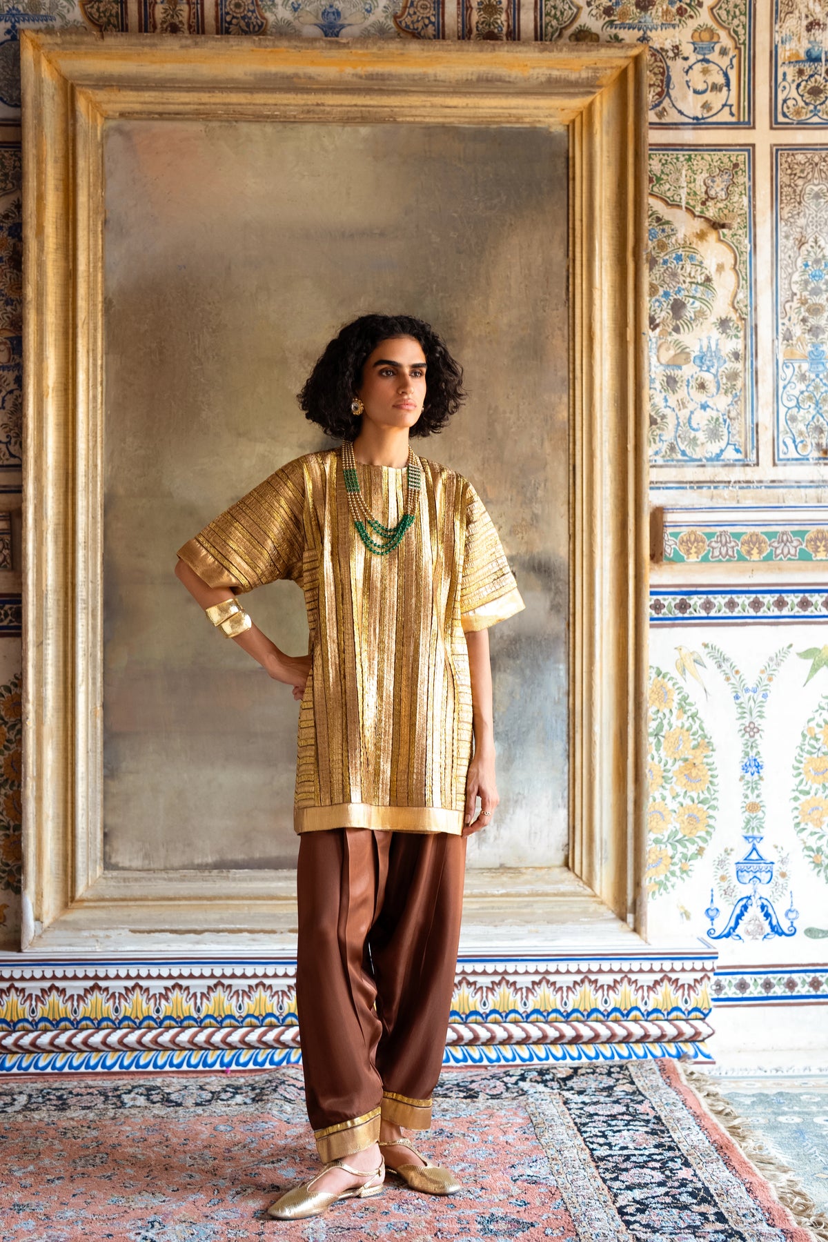 Striped Gota Embroidered Boxy Top