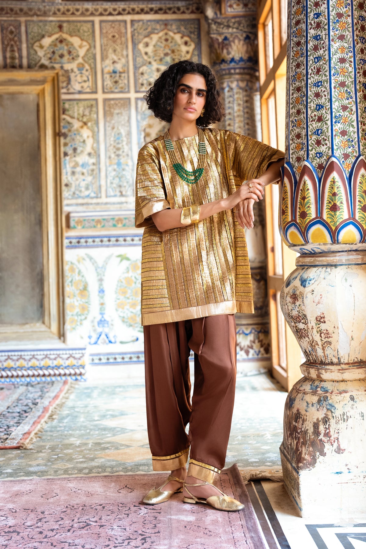 Striped Gota Embroidered Boxy Top