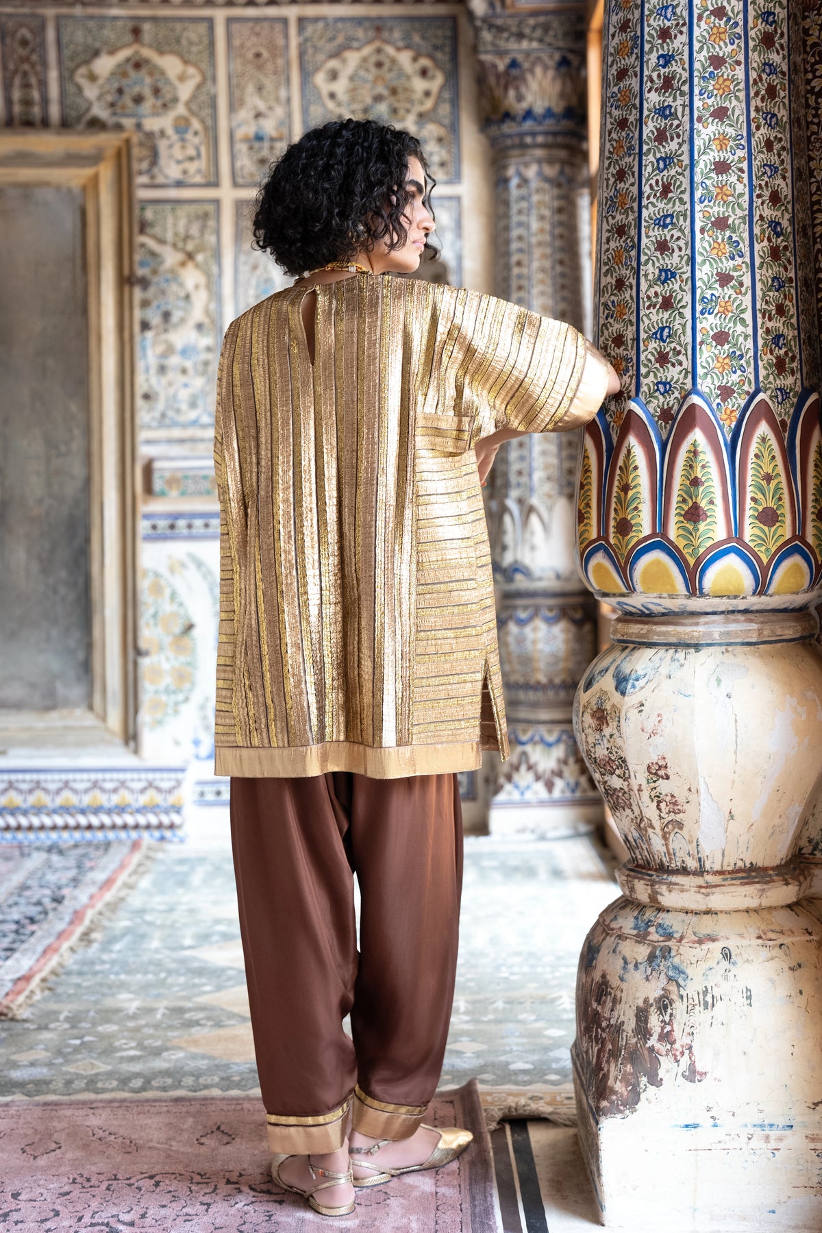 Striped Gota Embroidered Boxy Top