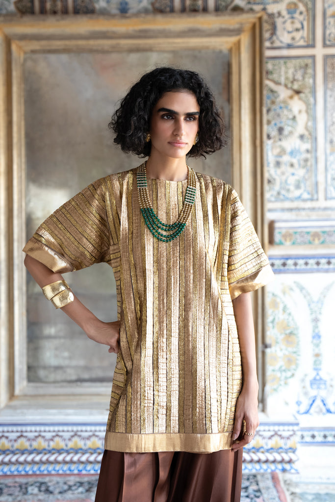 Striped Gota Embroidered Boxy Top dash and dot