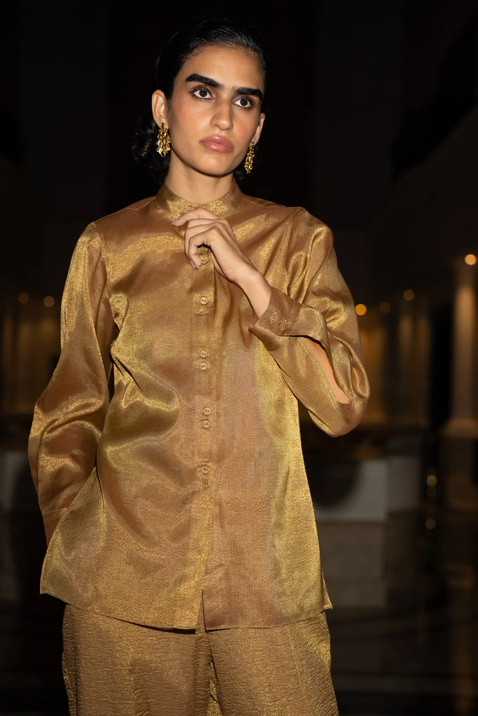 BENARES TISSUE METALLIC SHIRT dash and dot