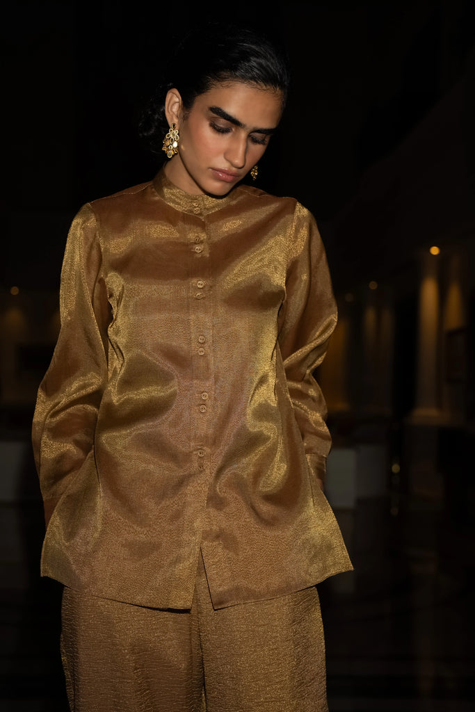 BENARES TISSUE METALLIC SHIRT dash and dot