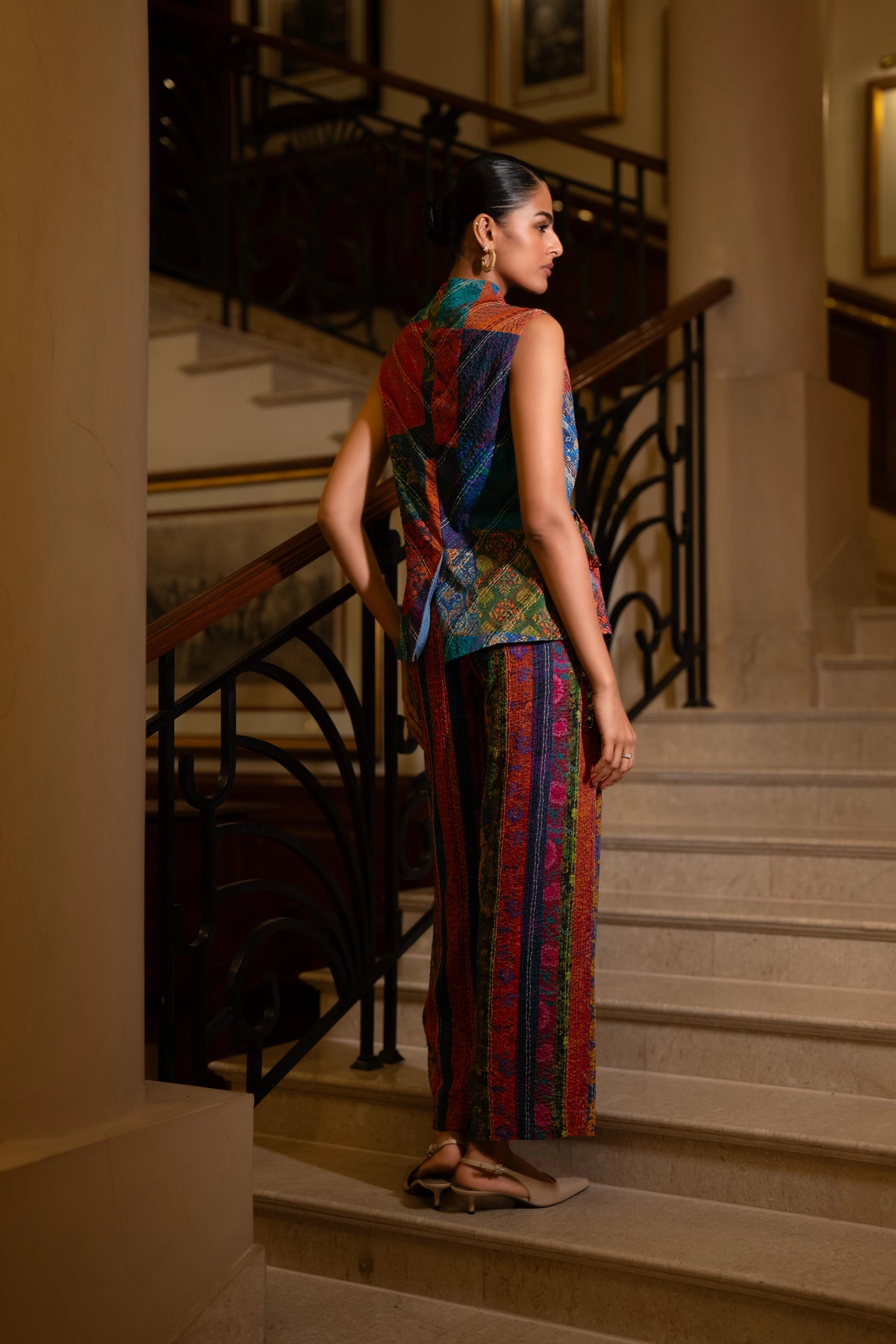 EMBROIDERED MULTICOLOUR STRIPE PANT