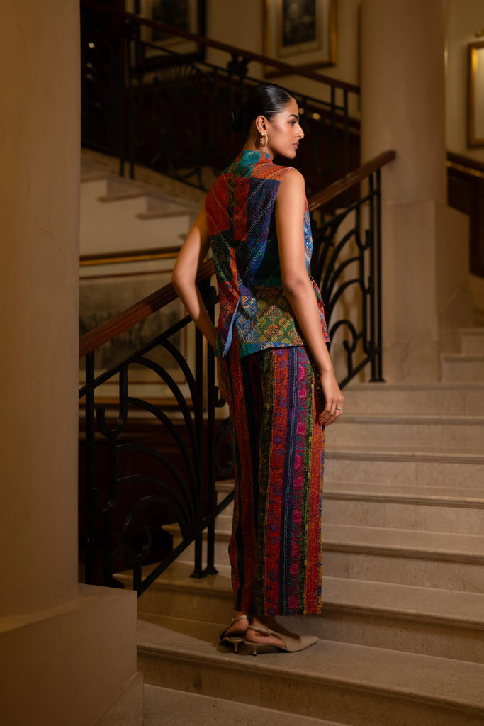 EMBROIDERED MULTICOLOUR STRIPE PANT dash and dot