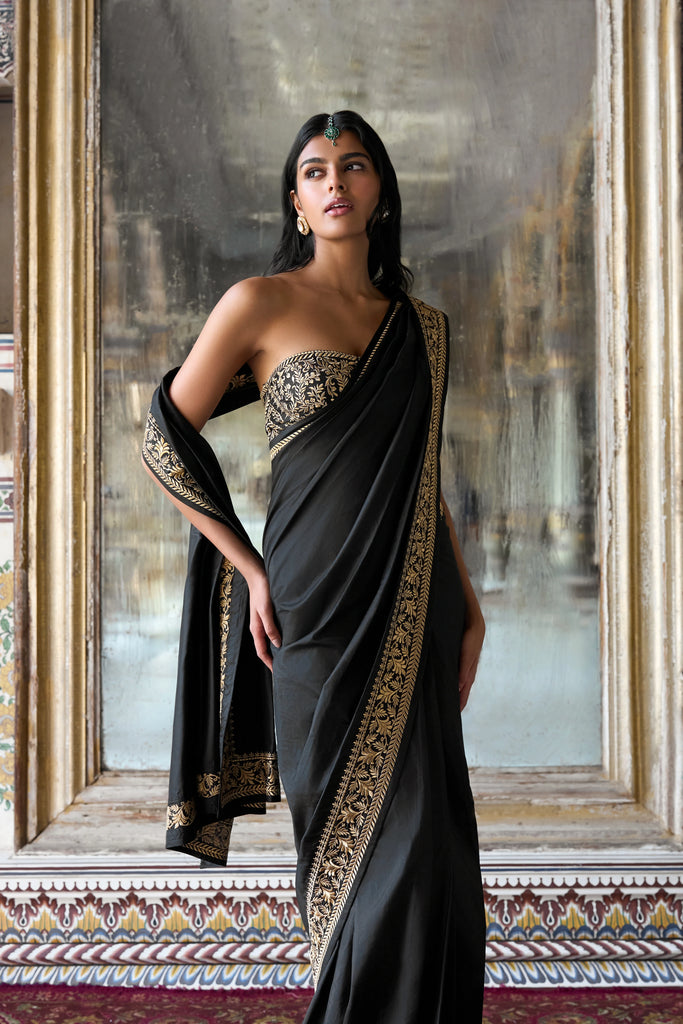 Zari Embroidered Benares Silk Bandeau dash and dot