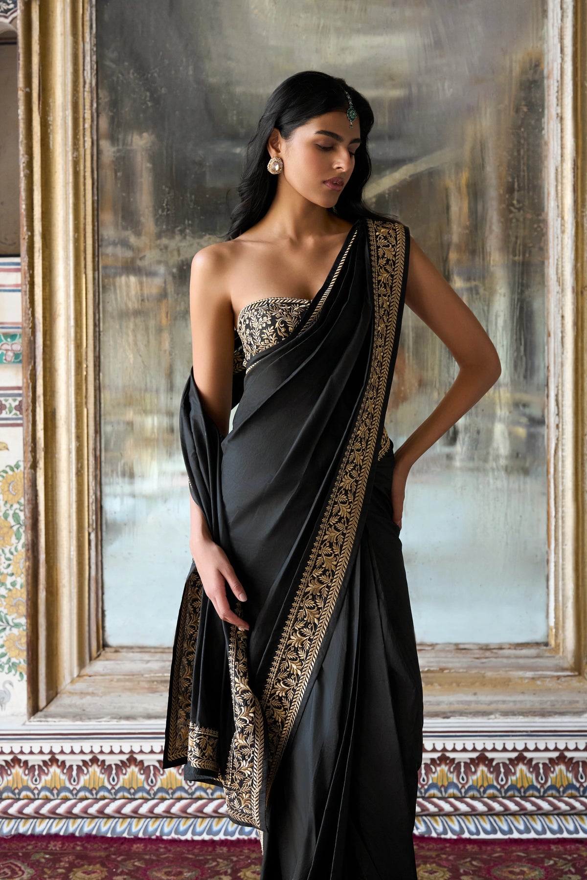 Zari Embroidered Benares Silk Bandeau