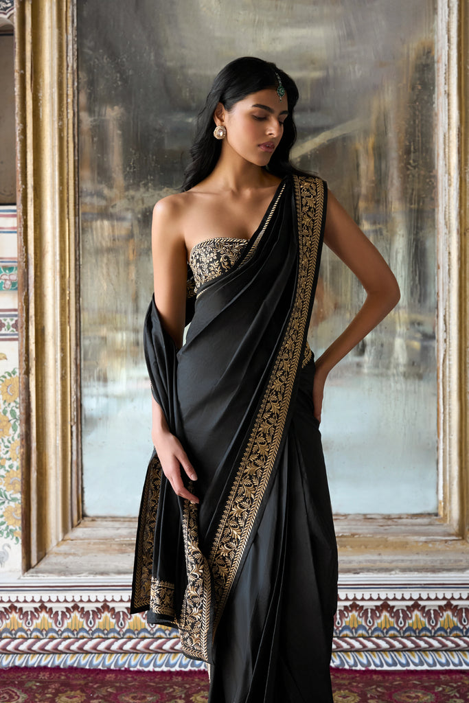 Zari Embroidered Benares Silk Bandeau dash and dot
