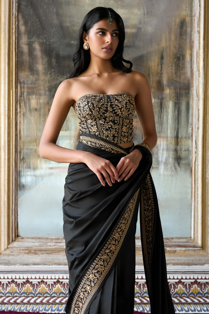Zari Embroidered Benares Silk Bandeau dash and dot