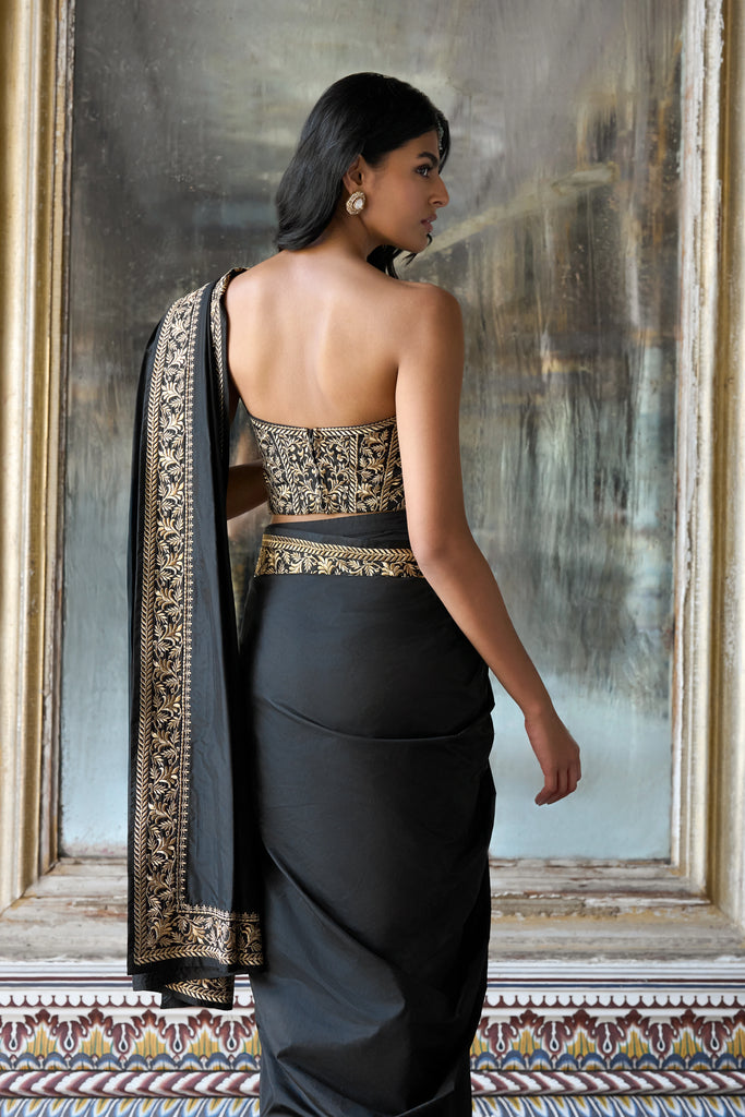 Zari Embroidered Benares Silk Bandeau dash and dot