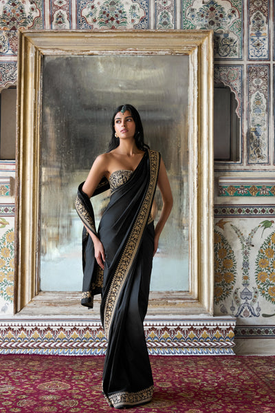 METALLIC THREAD EMBROIDERED SARI DRAPE SKIRT