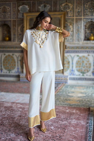 Gota Appliqué Boxy Top &  Straight Pant Set