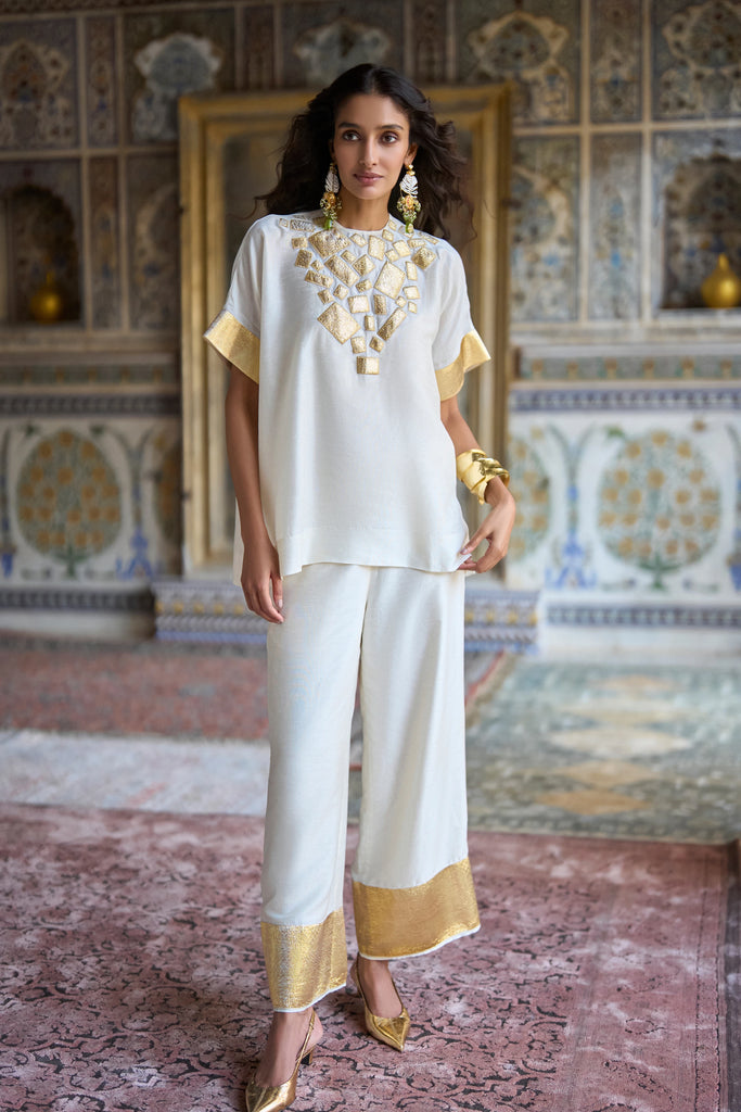 Gota Appliqué Boxy Top &  Straight Pant Set dash and dot