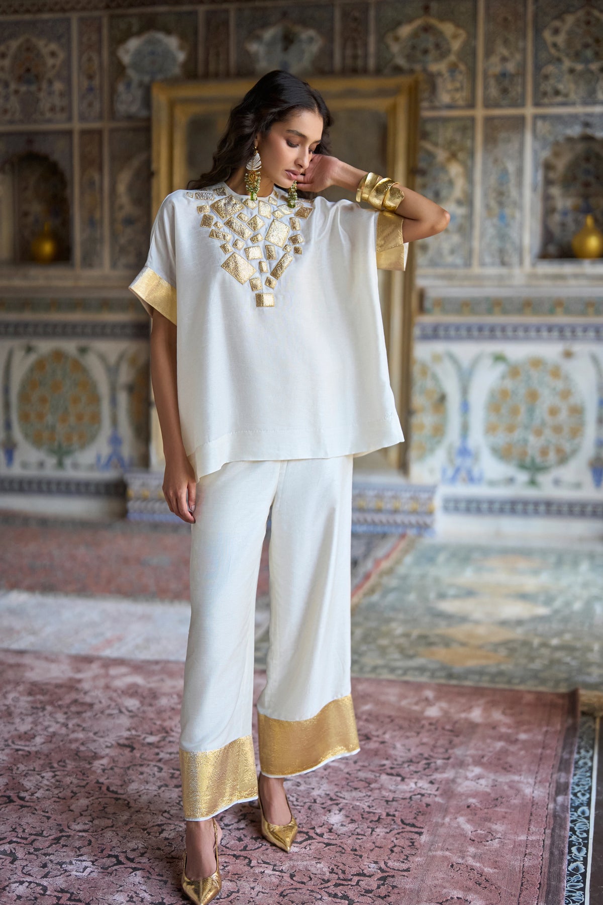 Geometric Zari Embrodiered Textured Top