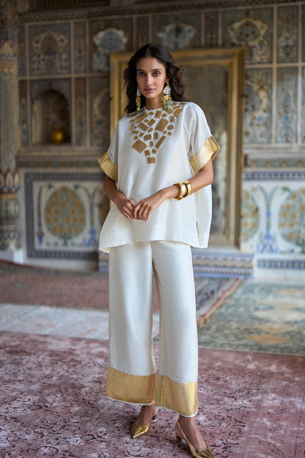 Geometric Zari Embrodiered Textured Top