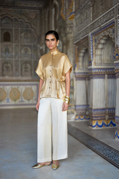 Benares Brocade Structured Top & Straight Pant