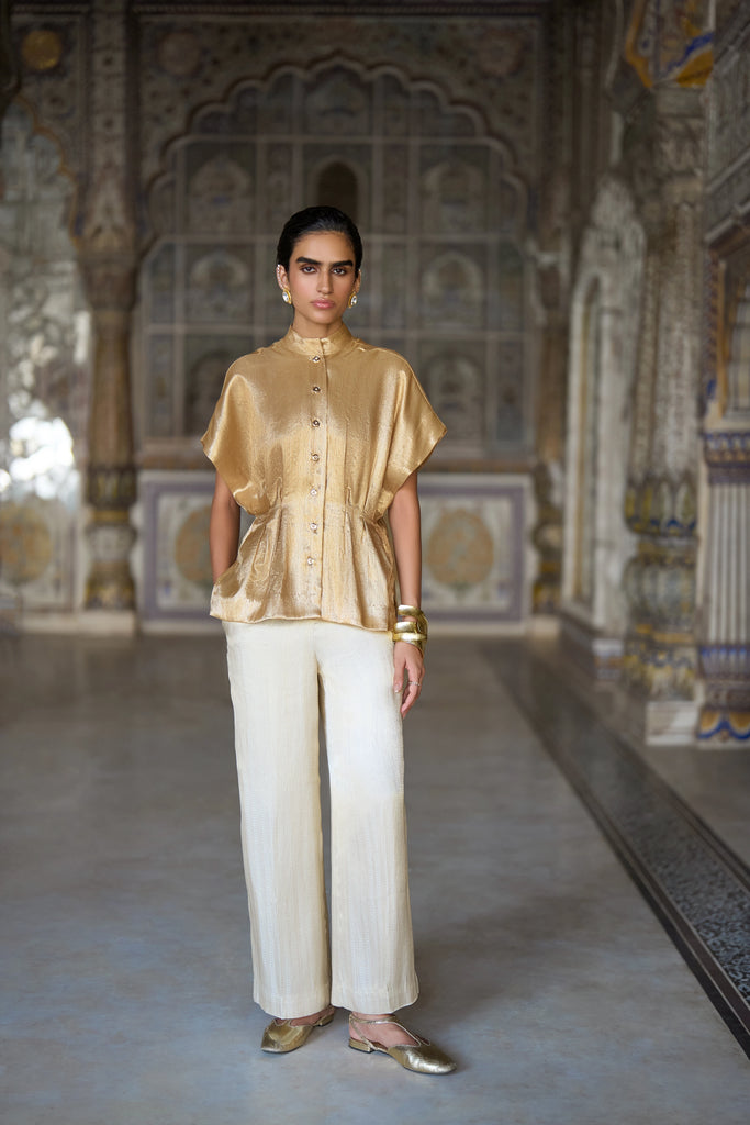 Benares Brocade Structured Top dash and dot