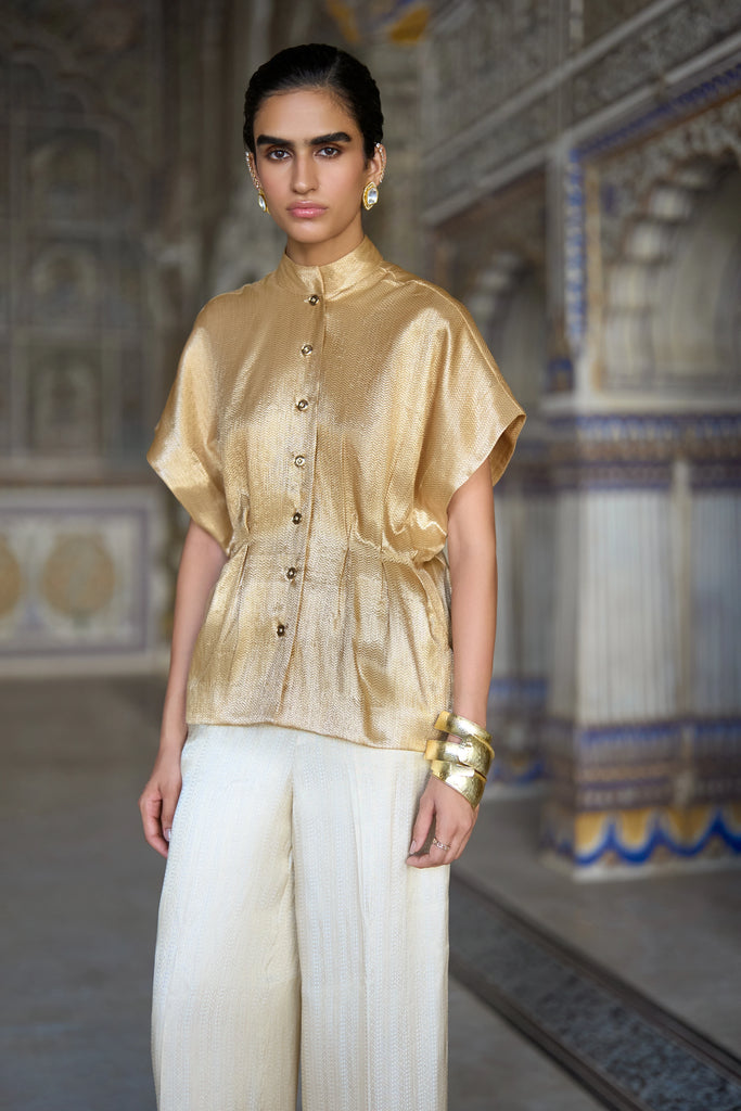 Benares Brocade Structured Top dash and dot